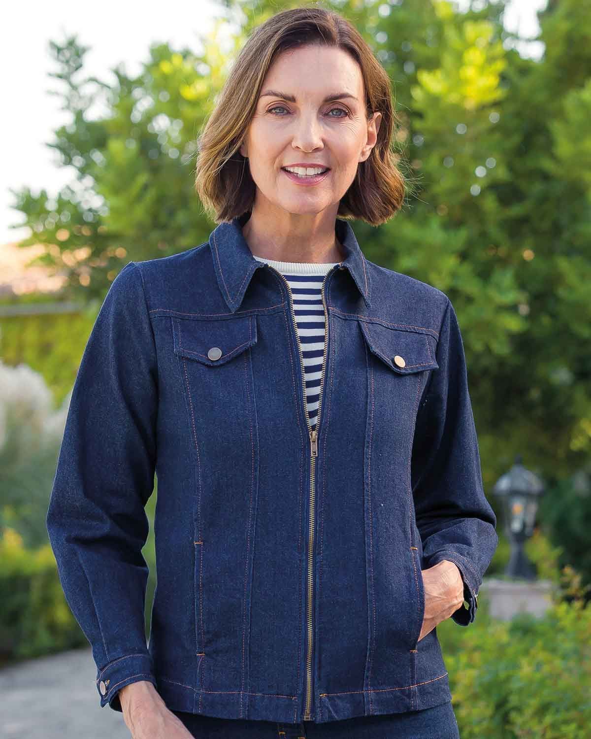 Ladies blue denim store jacket